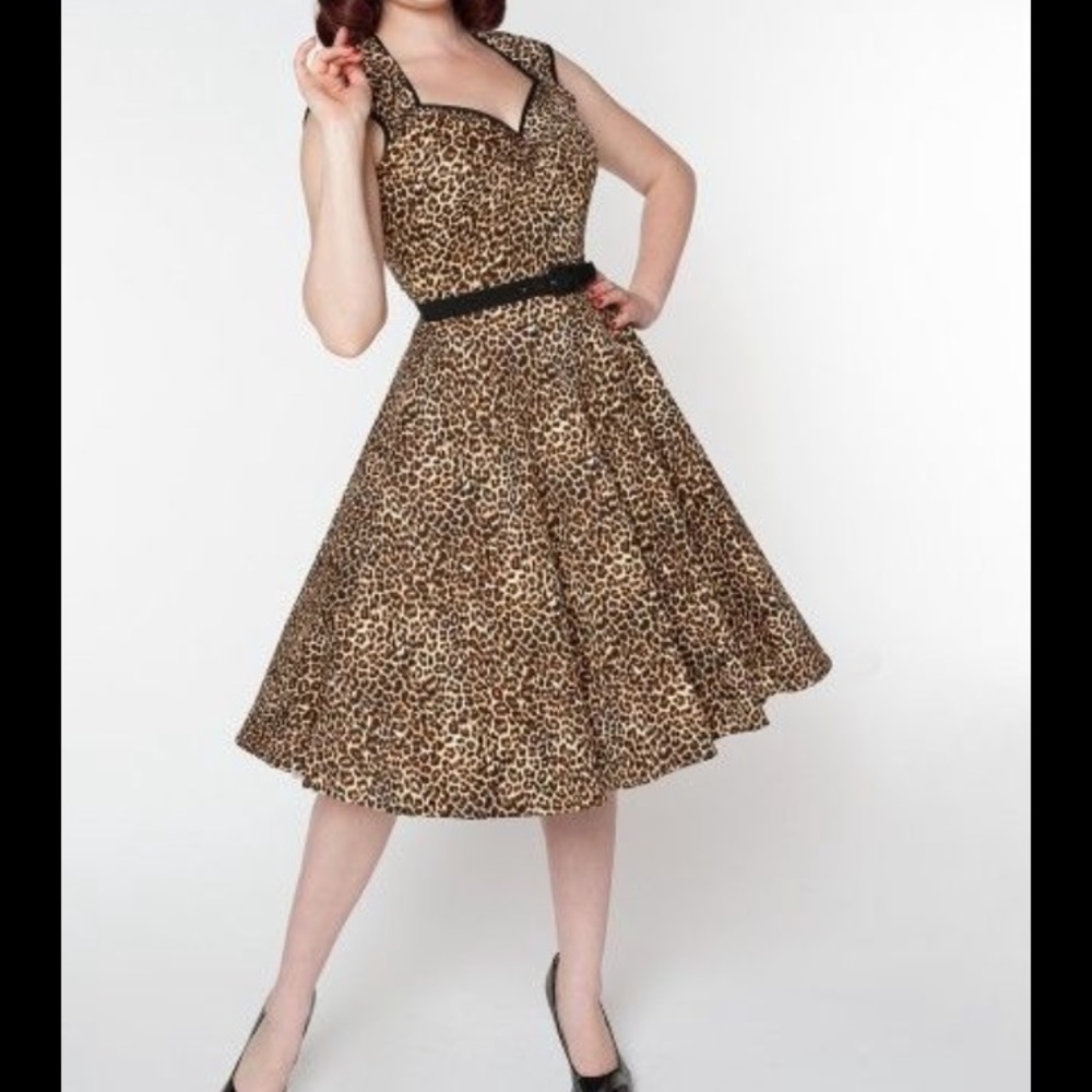 Pinup Couture leopard Heidi swing dress medium